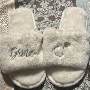 David's Bridal White Bride Slippers